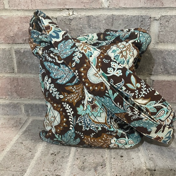 Vera Bradley Brown and Blue Floral Crossbody Bag - Picture 3 of 11